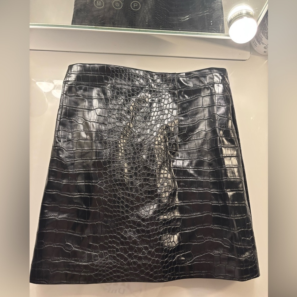 Edikted black leather skirt